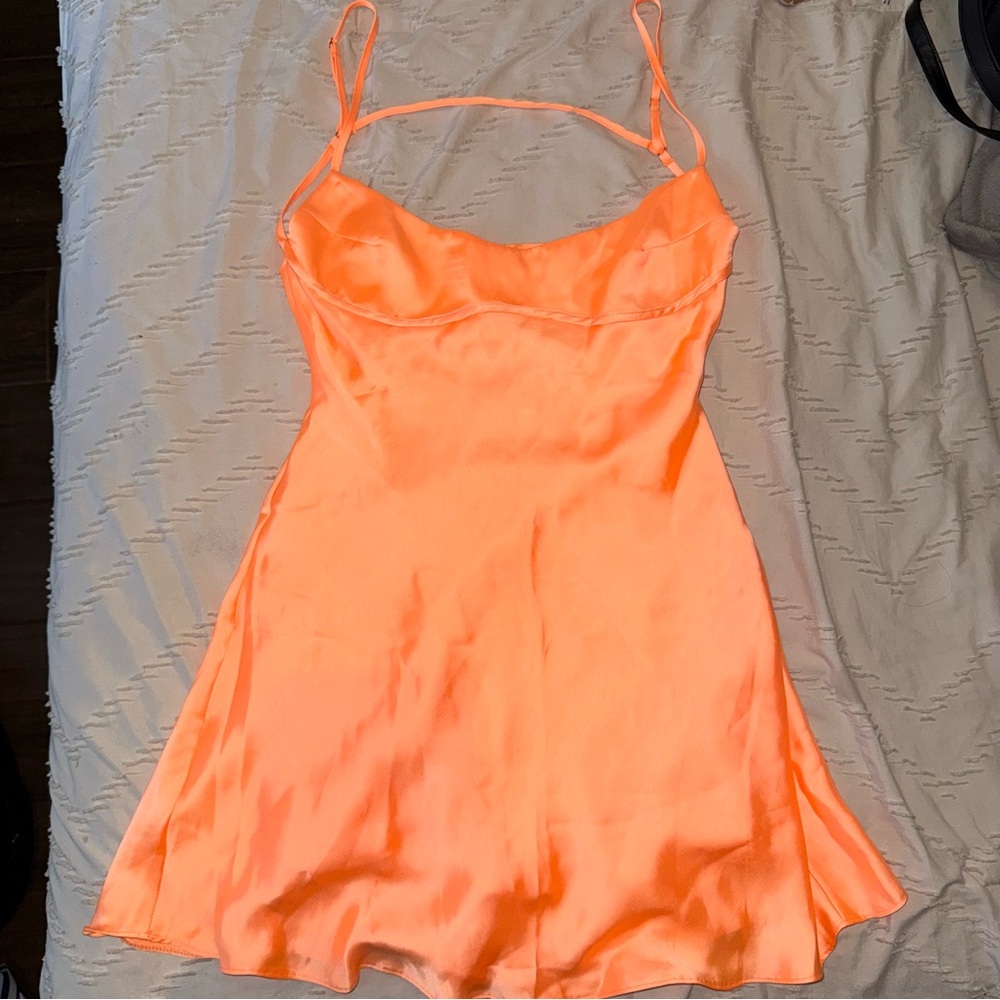 Zara Orange Satin Mini Dress